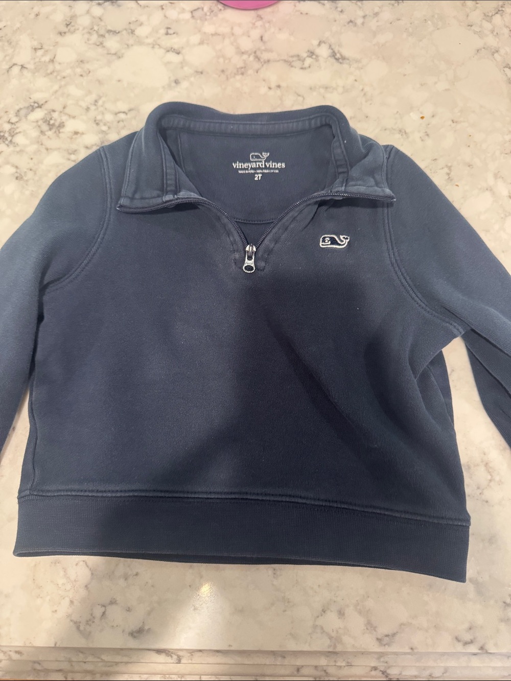 Vineyard Vines Navy Half-Zip Pullover with Whale Logo